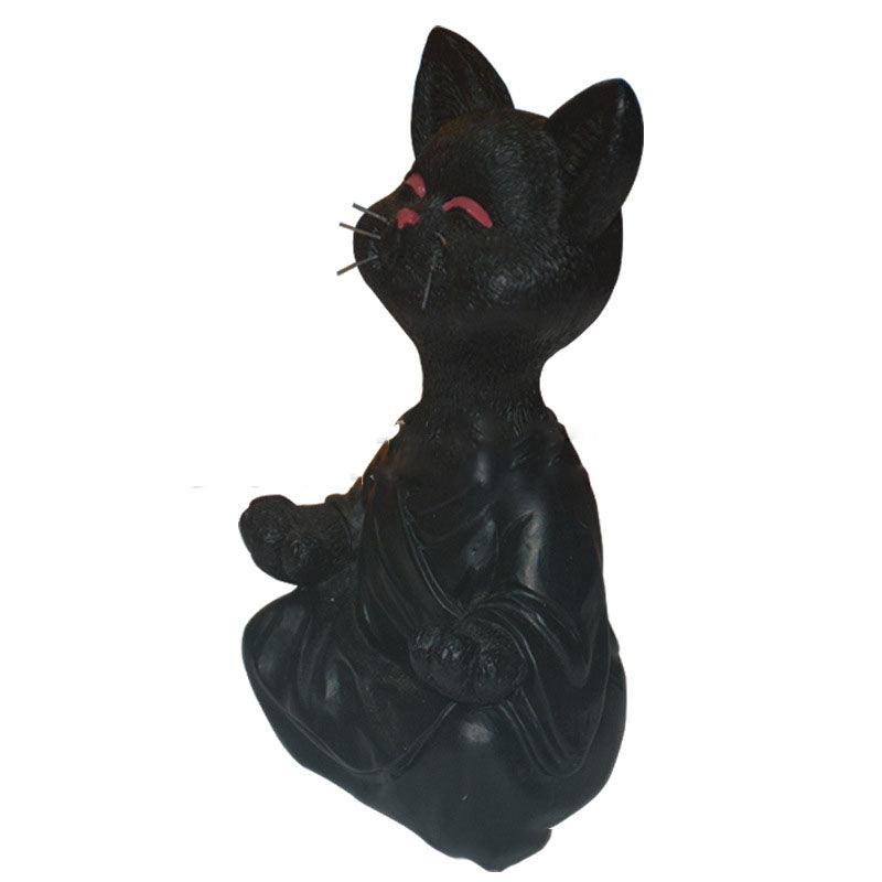 Verspielt Schwarze Buddha Katze Figur Meditation Yoga Sammlerstück Glückliche Katzen Dekor Zuhause Garten Dekoration Gartenornament