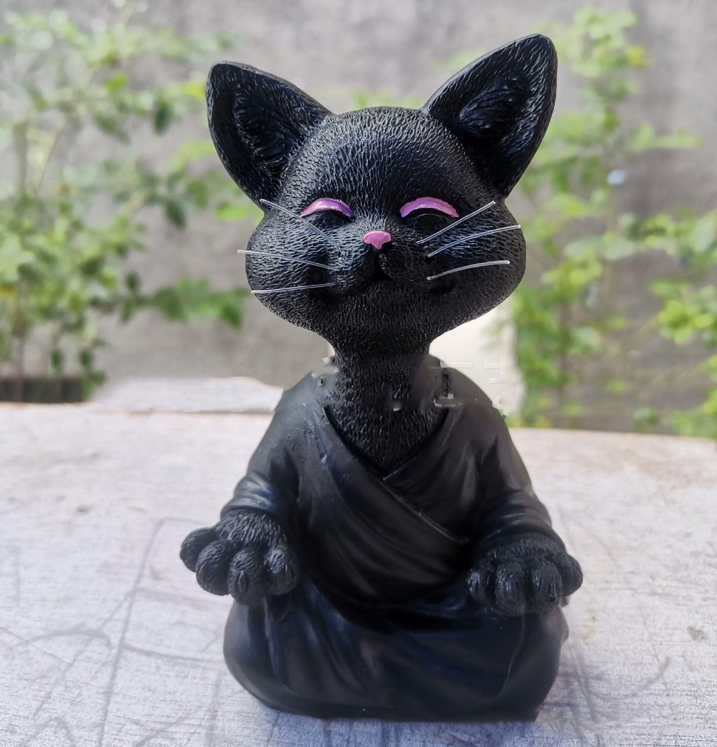 Verspielt Schwarze Buddha Katze Figur Meditation Yoga Sammlerstück Glückliche Katzen Dekor Zuhause Garten Dekoration Gartenornament
