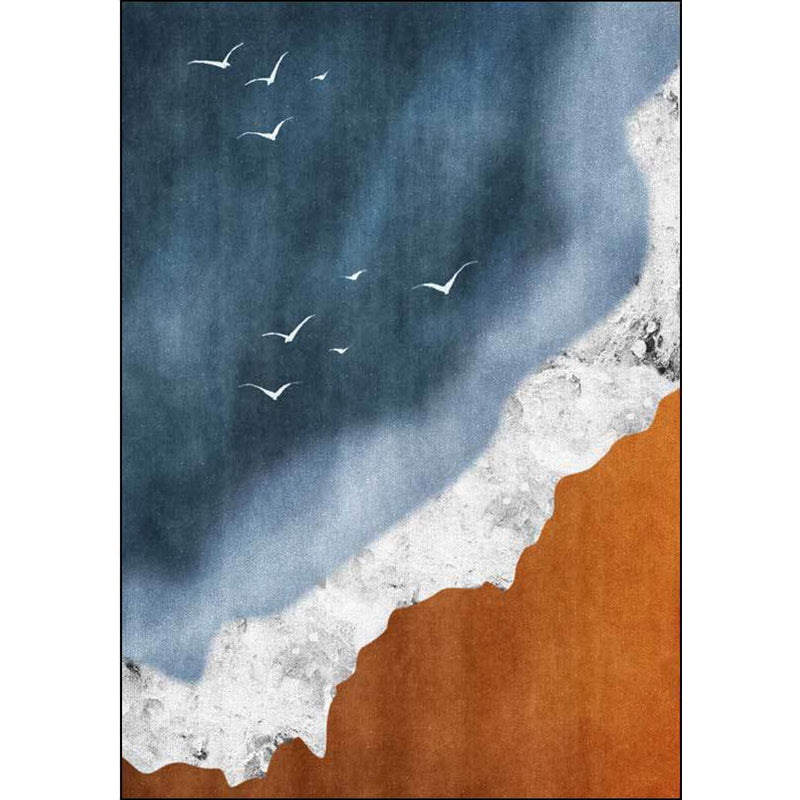 Frendorf | Braun und blauer zeitgenössischer Teppich Polyester Geographie Muster Teppich waschbar rutschfeste Rückseite Teppich für Wohnzimmer