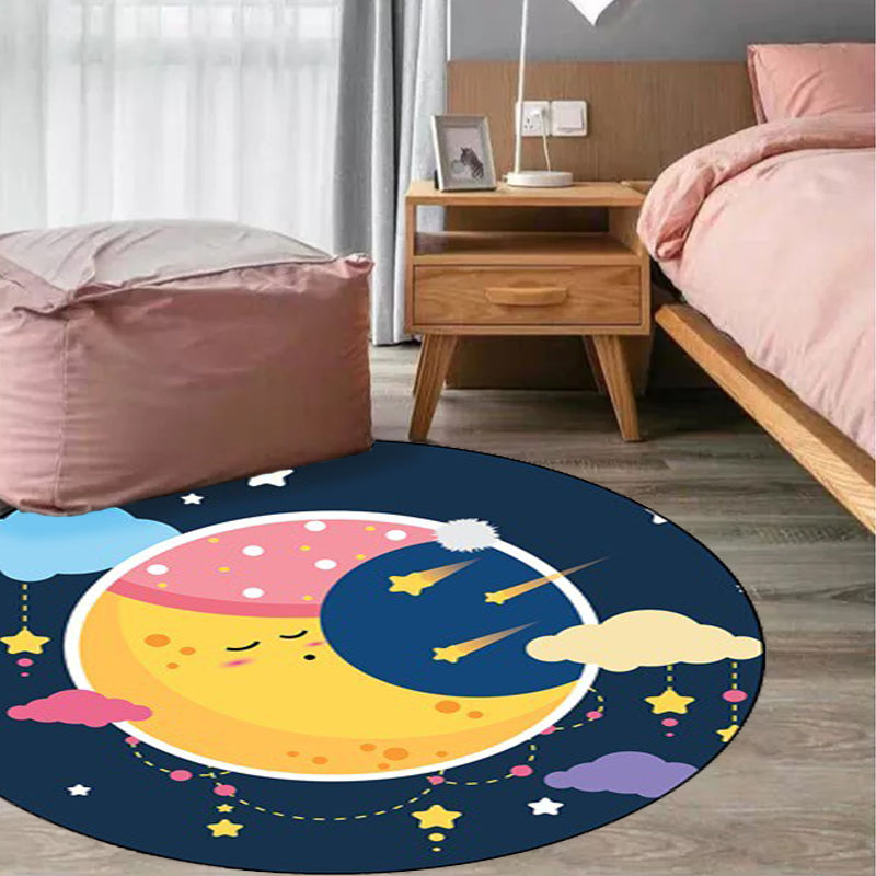 Frendorf | Blaues Kinderzimmer Teppich Kinder Märchen Mond Sterne Muster Teppich Polyester
Rutschfeste Rücken Teppich