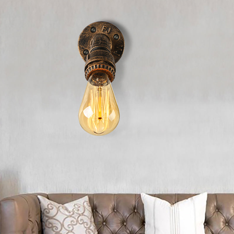 Frendorf | 1 Licht Wandverlichting Landhuisstijl Open Bulb IJzeren Mini Wandmontageverlichting met Waterpijp in Brons