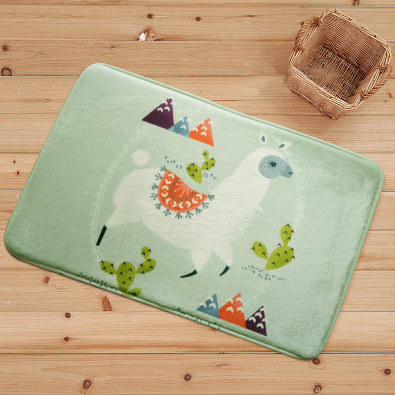 Frendorf | Blauwe en Zwarte Kinderkamer Tapijt Dieren Alpaca Patroon Vloerkleed Polyester Vlekbestendig Tapijt