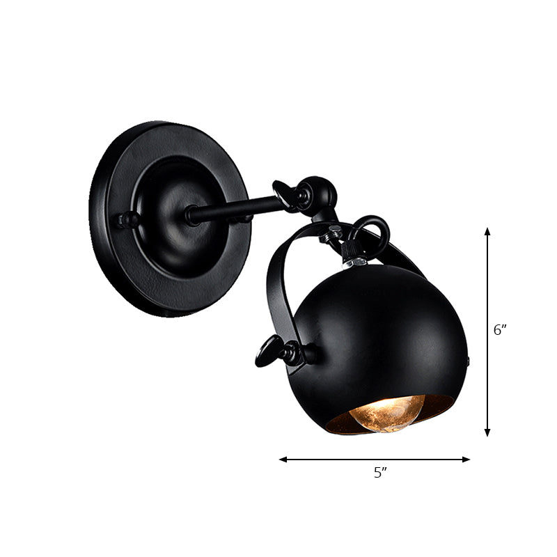 Frendorf | 1 Glühbirne Wandlampe Industrie Global Schirm Metall Verstellbare Wandleuchte in Schwarz für Restaurant