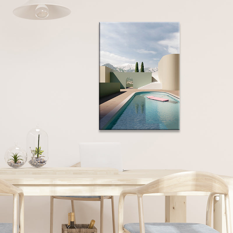 Frendorf | Bouw- en Boom Wanddecoratie Hedendaagse Textuur Canvas Print in Zachte Kleur voor Slaapkamer