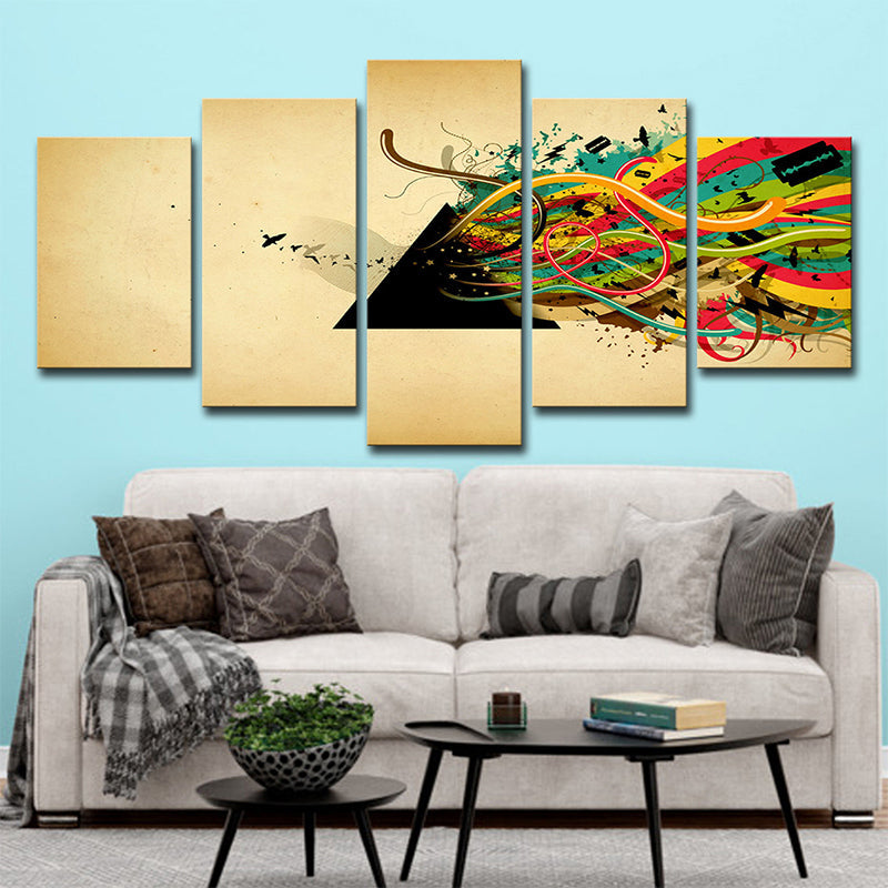 Frendorf | Leinwand Gelbes Kunstwerk Modernes Musikalisches Noten Wanddekor für das Mädchenzimmer, Mehrteilig