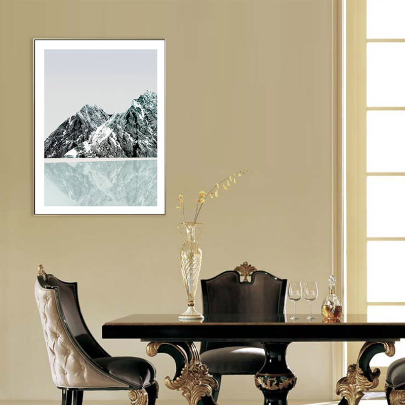 Frendorf | Berg- und Flusslandschaft Leinwand Moderne Texturierte Wandkunst Drucken in Heller Farbe für Zuhause