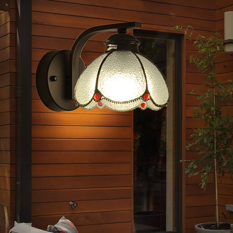 Frendorf | 1 Licht Scalloped Wandlamp Geëmailleerd Helder Glas Traditionele Wandkandelaar Licht voor Gang