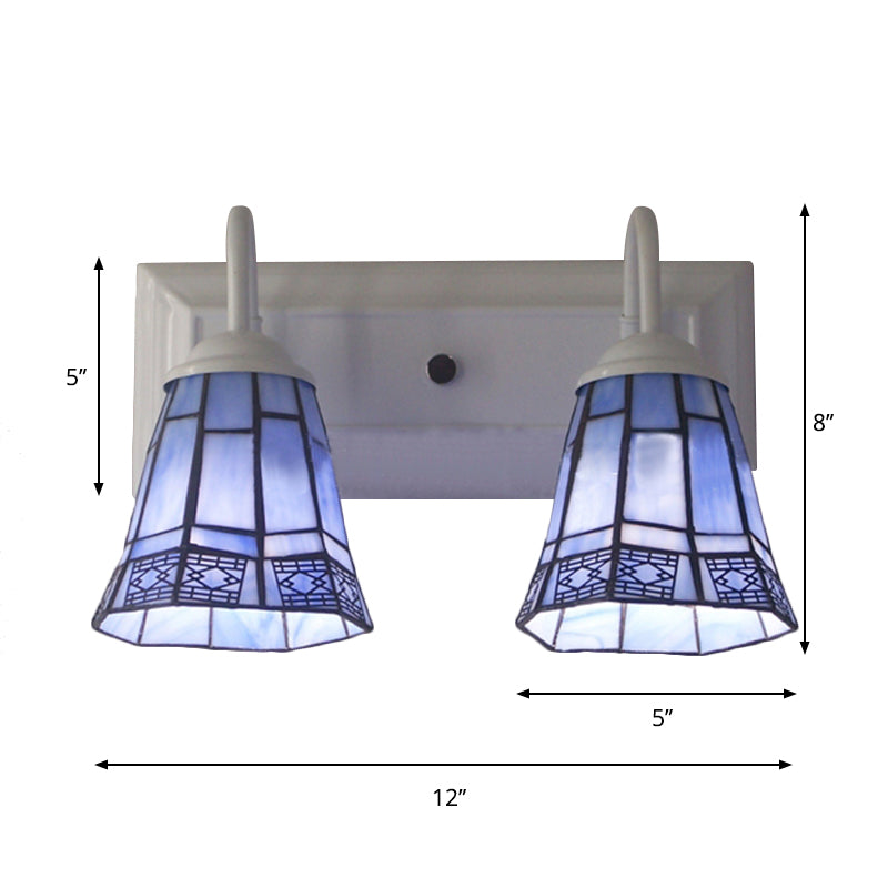 Frendorf | Bell Wandverlichting Mission Style Gehard Glas 2 Koppen Wandlamp in Blauw voor Eetkamer