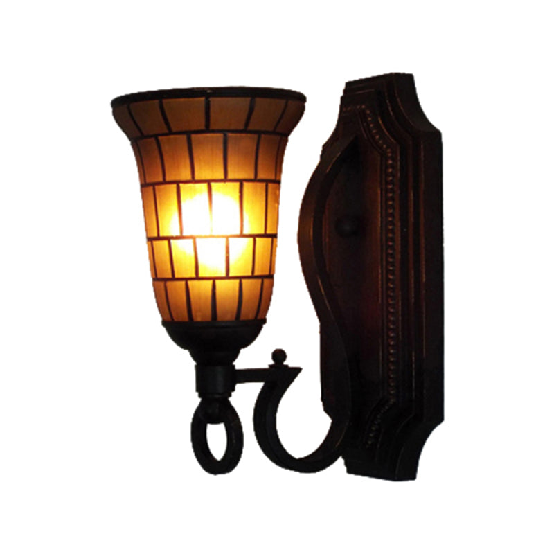 Frendorf | 1 Kopf Slim Bell Wandlampe Retro Loft Glas Wandlicht in Gelb für Bibliothek Café