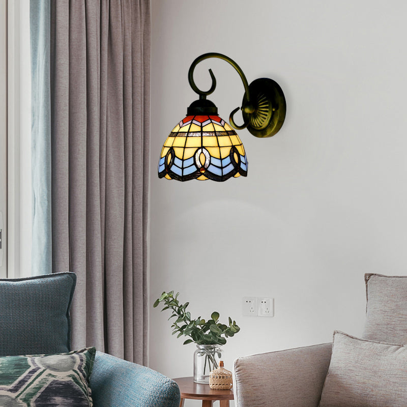 Frendorf | Barokstijl 8"/6" W Raster Bel Muurverlichting Gehard Glas 1 Hoofd Beige Wandlamp voor Keuken