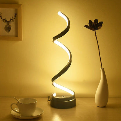 Tischlampe aus Metall mit Spiralband
