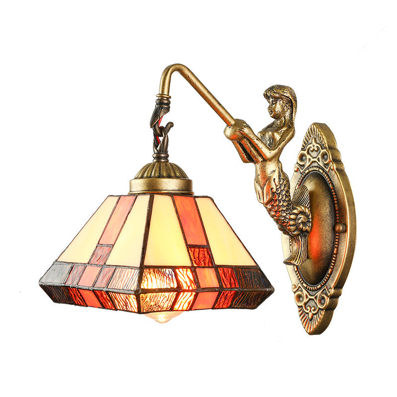 Frendorf | 1 Kopf Wandmontierte Lampe Tiffany Diamond Orange Gefärbtes Glas Wandlampenleuchte