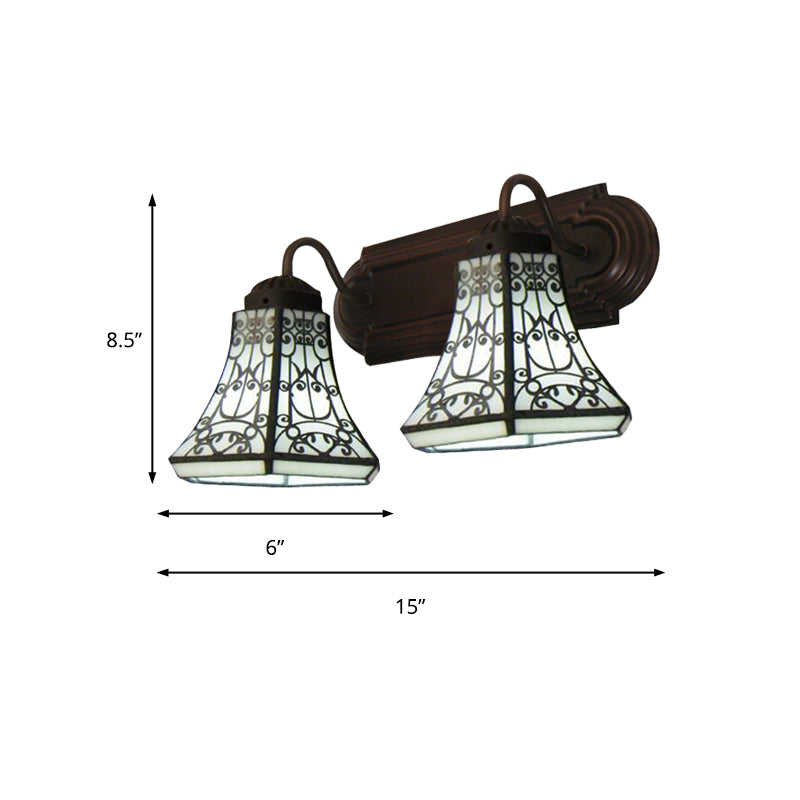 Frendorf | 2 Köpfe Wandleuchten Barock Flared Weißes Glas Wandmontierte Lampe für Schlafzimmer