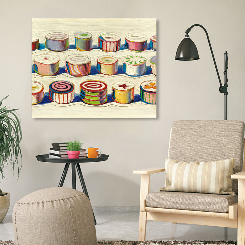 Frendorf | Leckeres Schweizer Rolle Eingewickelt Leinwand Texturiert Pop Art Mädchen Schlafzimmer Wanddekoration in Pink