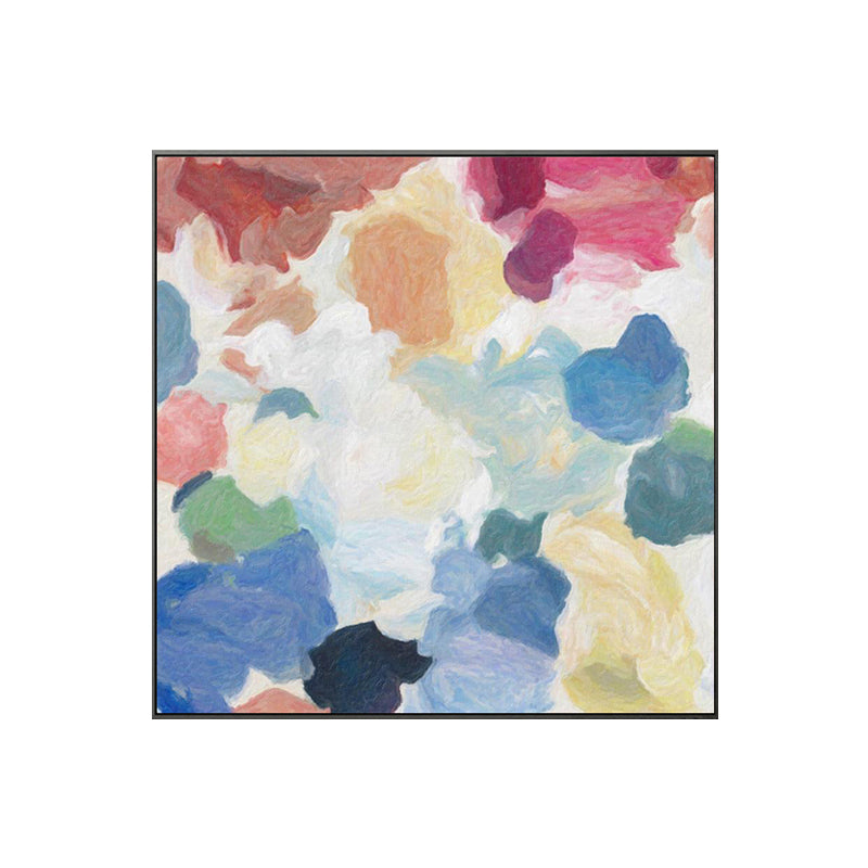 Frendorf | Blaues Handdruckgemälde Texturiertes Abstrakte Expressionismus Esszimmer Leinwand Wanddekoration