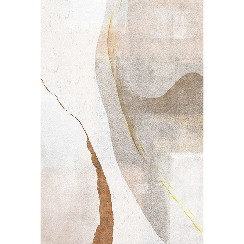 Frendorf | Brauner Salon Teppich Einfachheit Abstrakt Teppich Polyester Maschinenwaschbar Rutschfeste Unterlage Teppich