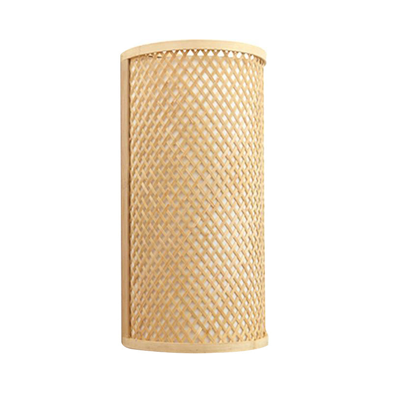 Frendorf | Halbzylindrische Wandlampe zur flush-Montage Minimalistische Bambus 1 Kopf Flur Wandleuchte in Beige