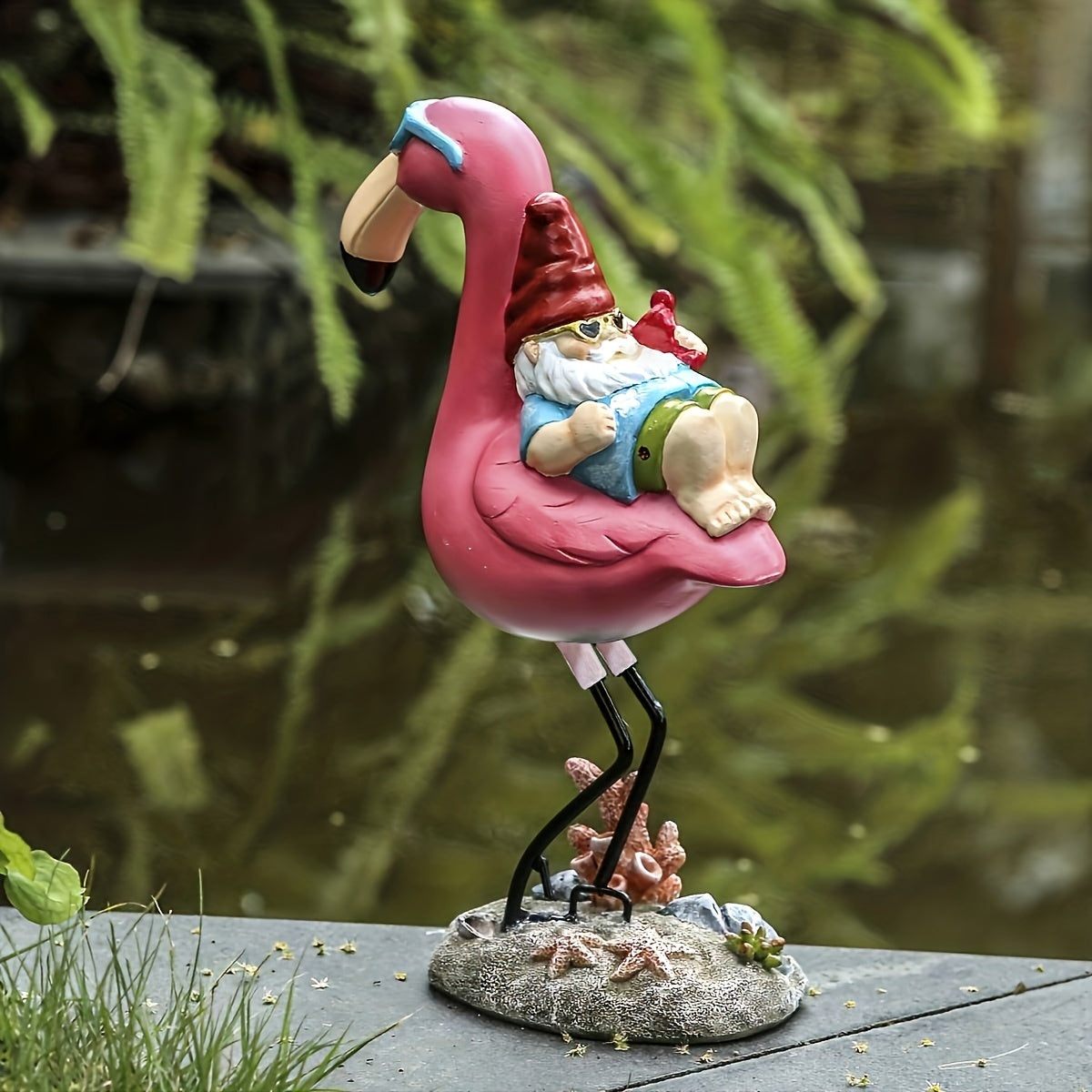 Flamingo chillende Gartenzwerg-Statue
