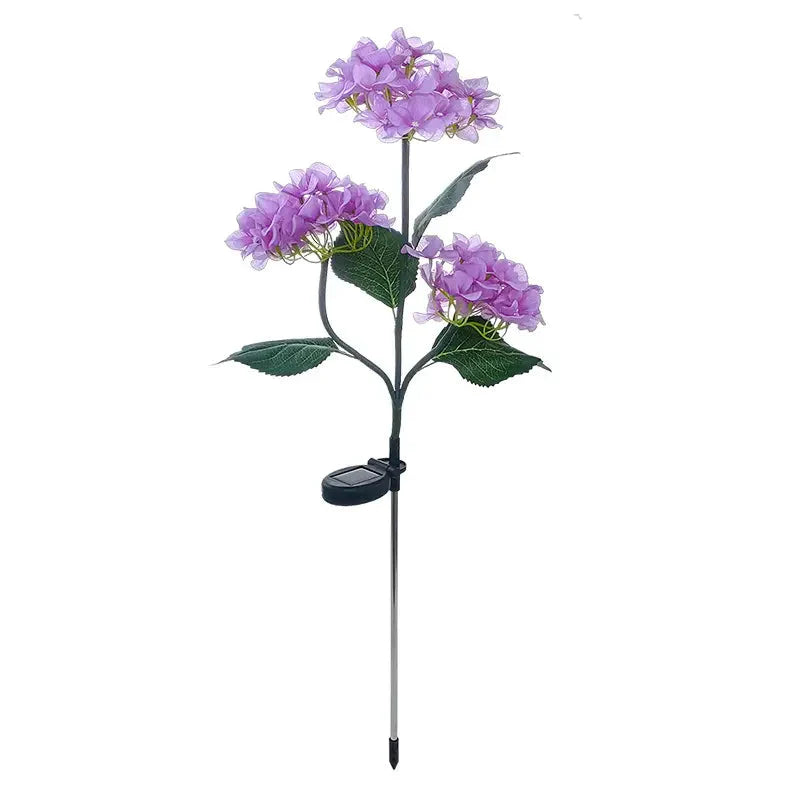 Frendorf | 2er-Pack: Hortensie Solar LED Blumenlichter mit 3 Köpfen, wasserdichte Gartenlichter für den Außenbereich