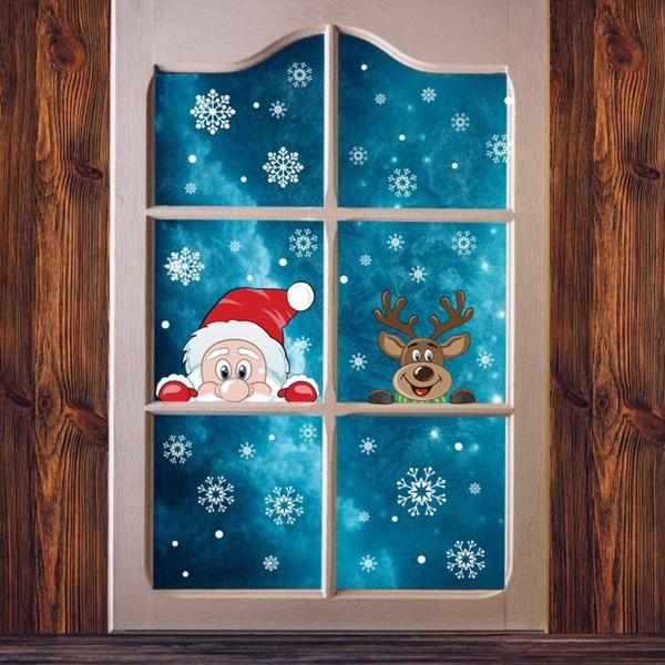 Frendorf | 2-Pack: Weihnachtsmann Elch Shop Hotel Weihnachtsfenster Doppel-Seitiger Glas Aufkleber