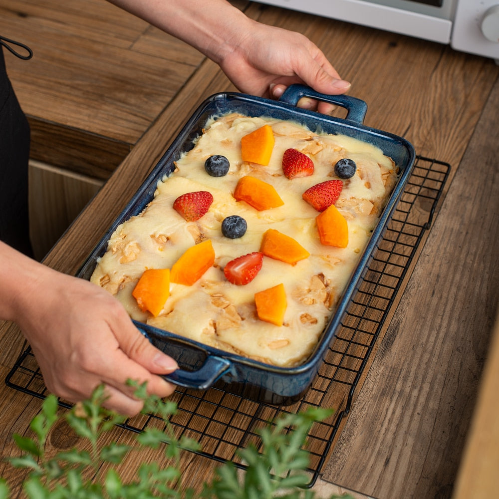 Frendorf | 2-teiliges Glanzsteinzeug Auflaufform Set mit Griff