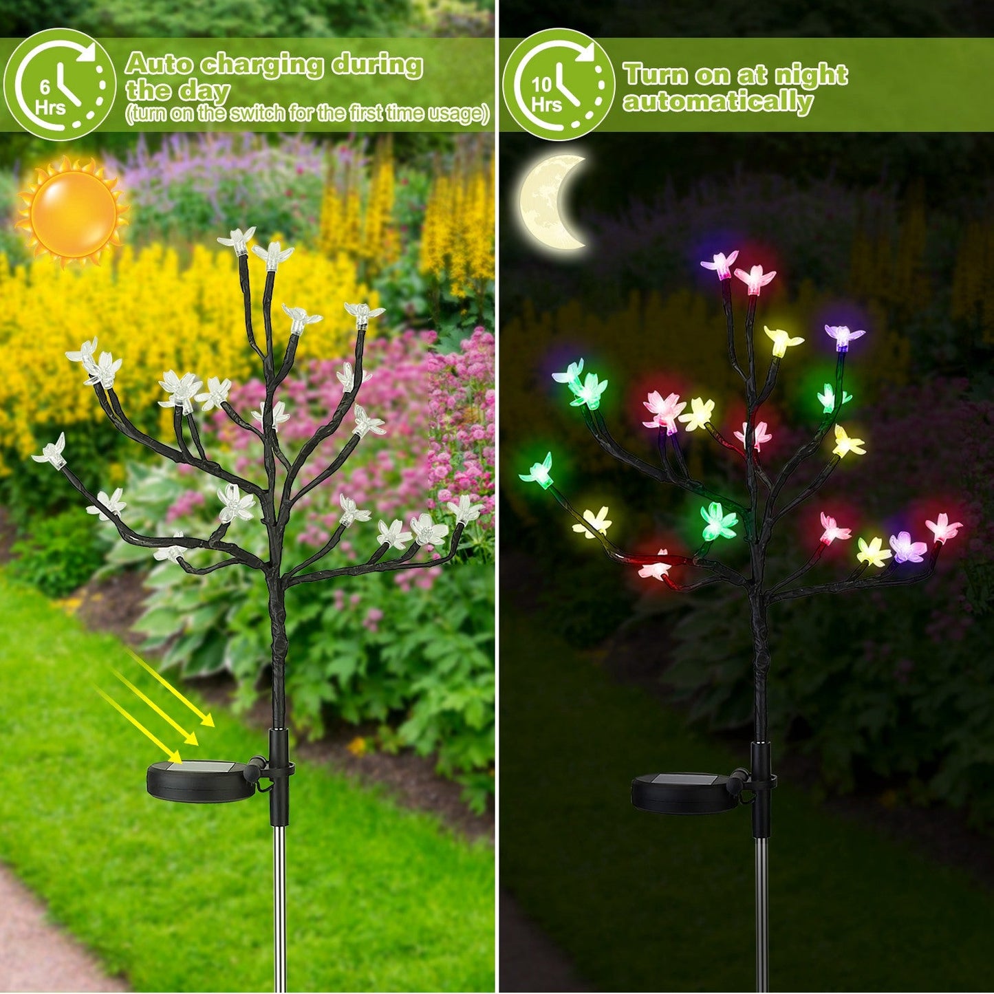 Frendorf | 2-teilige: Outdoor Solar Licht Kirschblüten Blumen Landschaft Licht