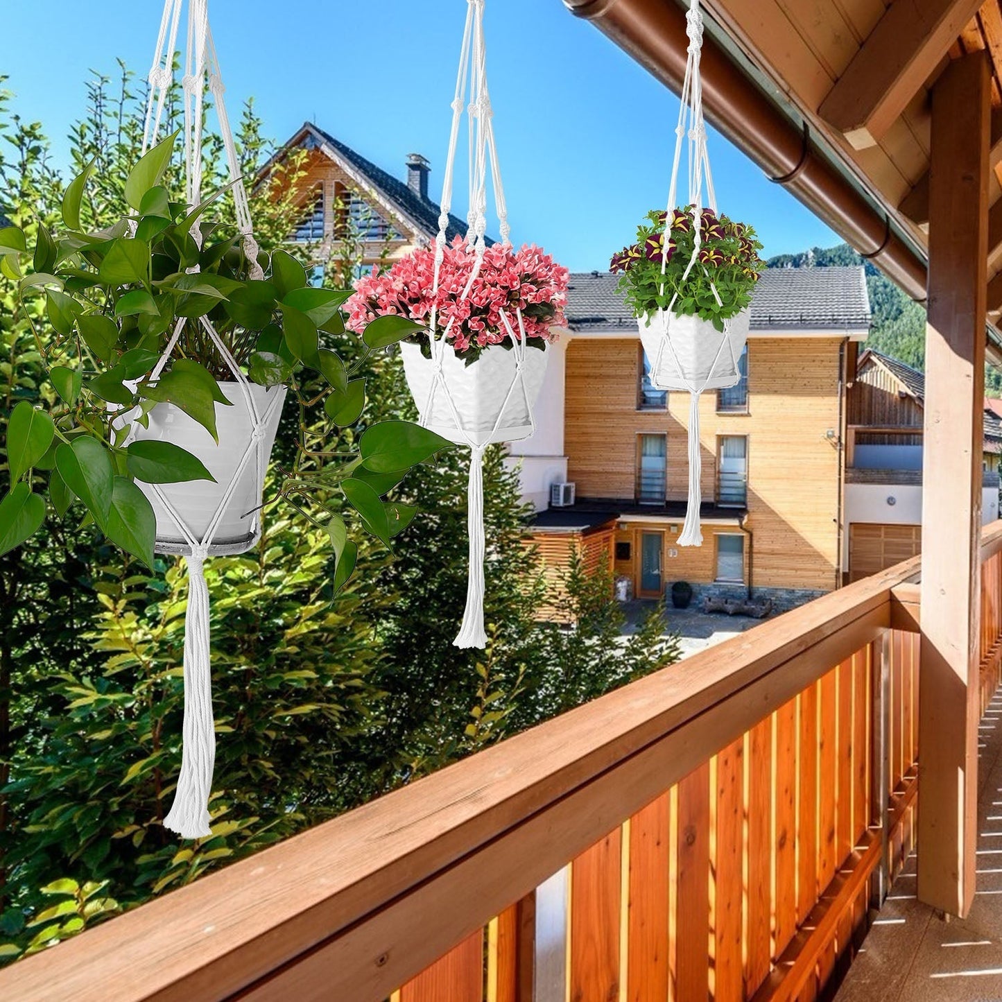 Frendorf | 2-Teilig: Pflanzenhänger Blumentopf Netz Tasche