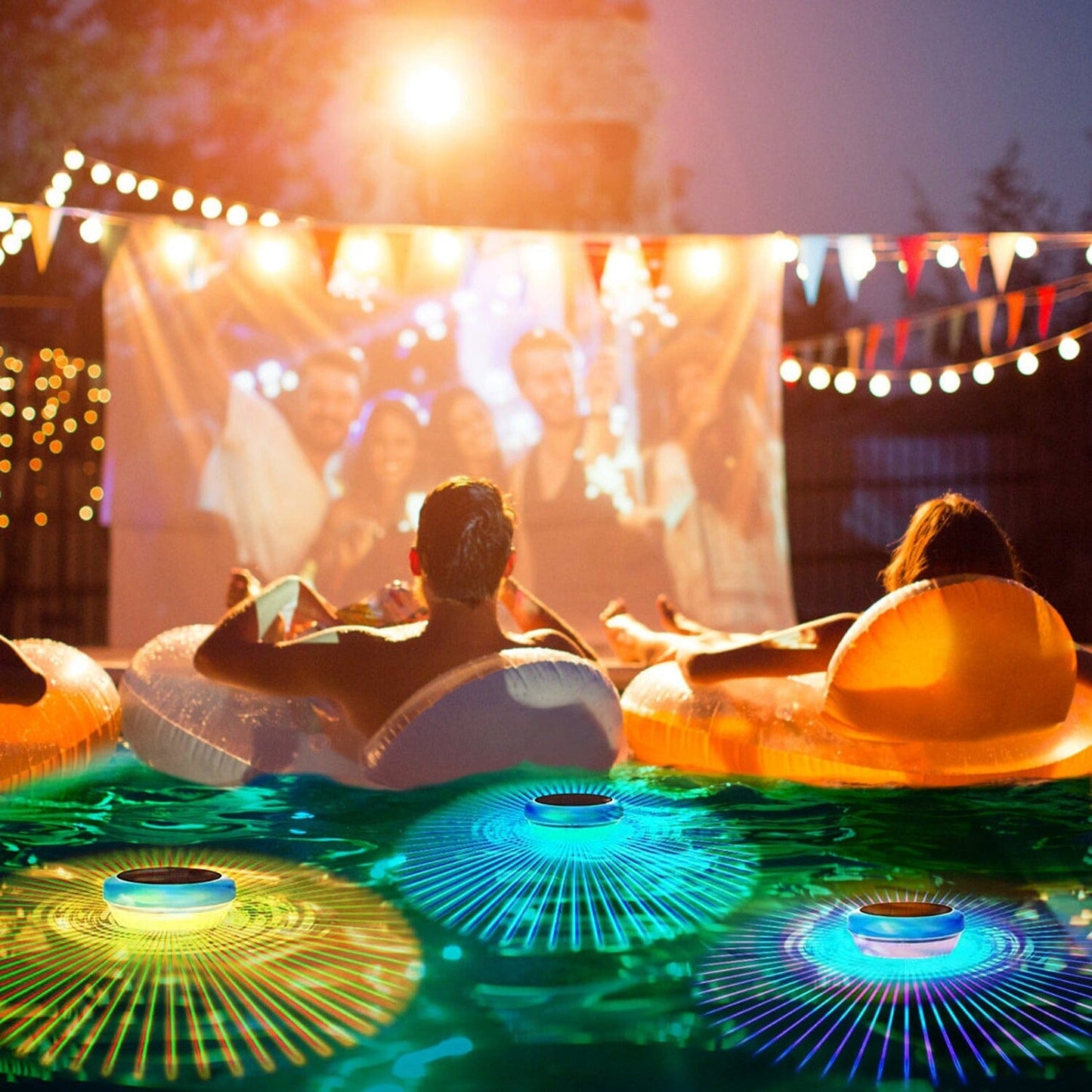 Frendorf | 2-Teilig: Solar Powered LED Pool Licht Farbverlauf Mehrfarbig Wechselnd