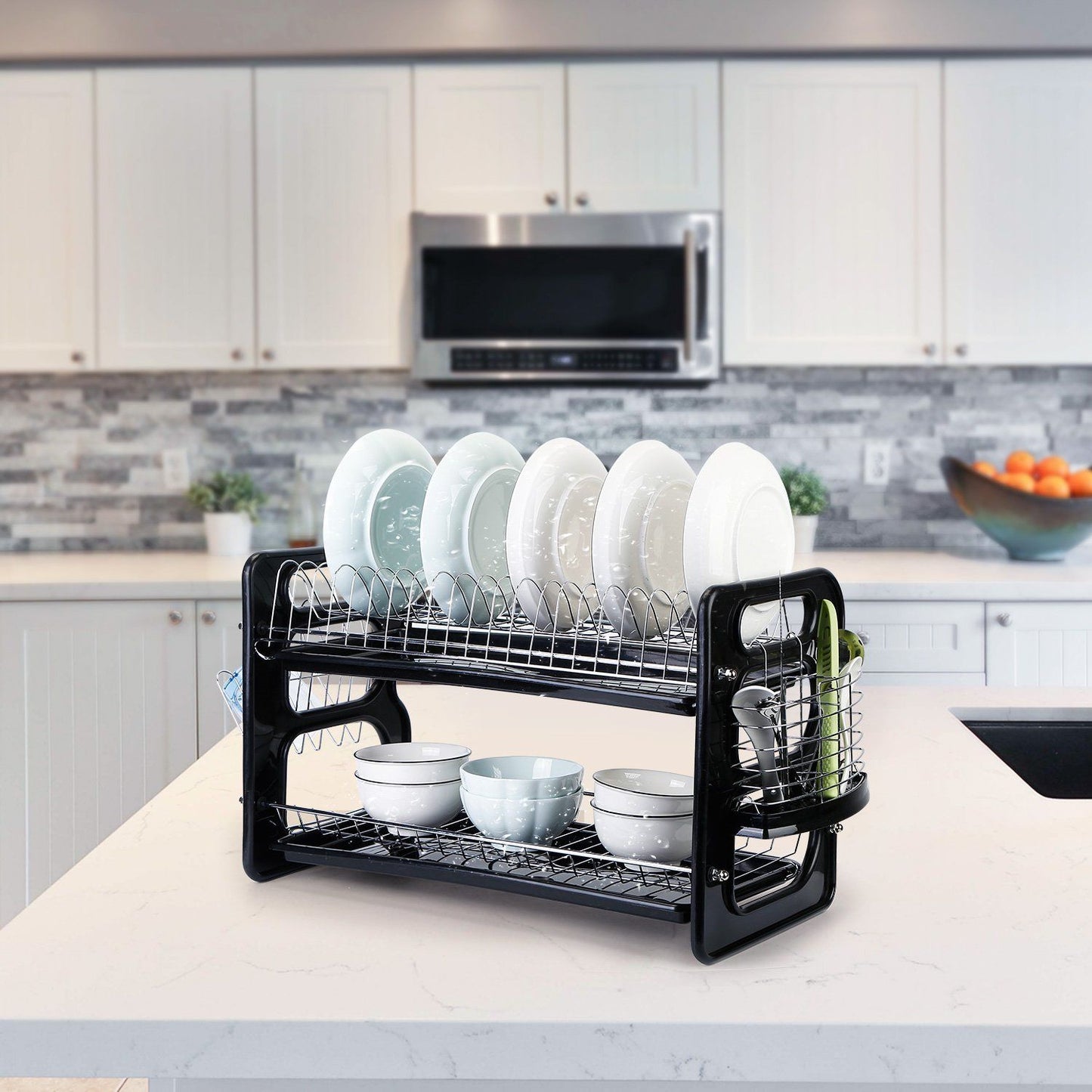 Frendorf | 2-Tier Geschirr Abtropfregal Abtropfbrett Set