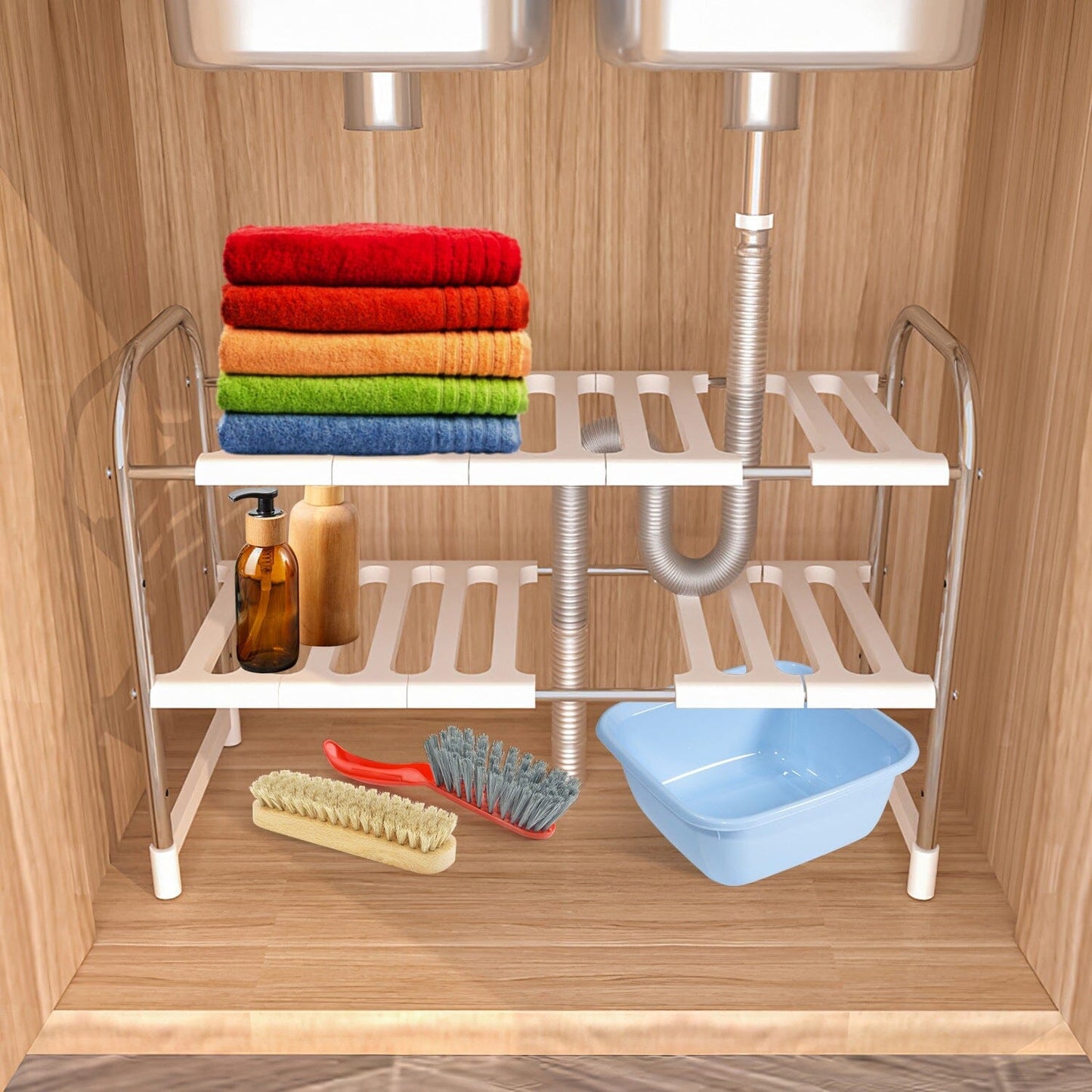Frendorf | 2-Tier Unter Sink Organizer Rückziehbarer Küchenregalhalter