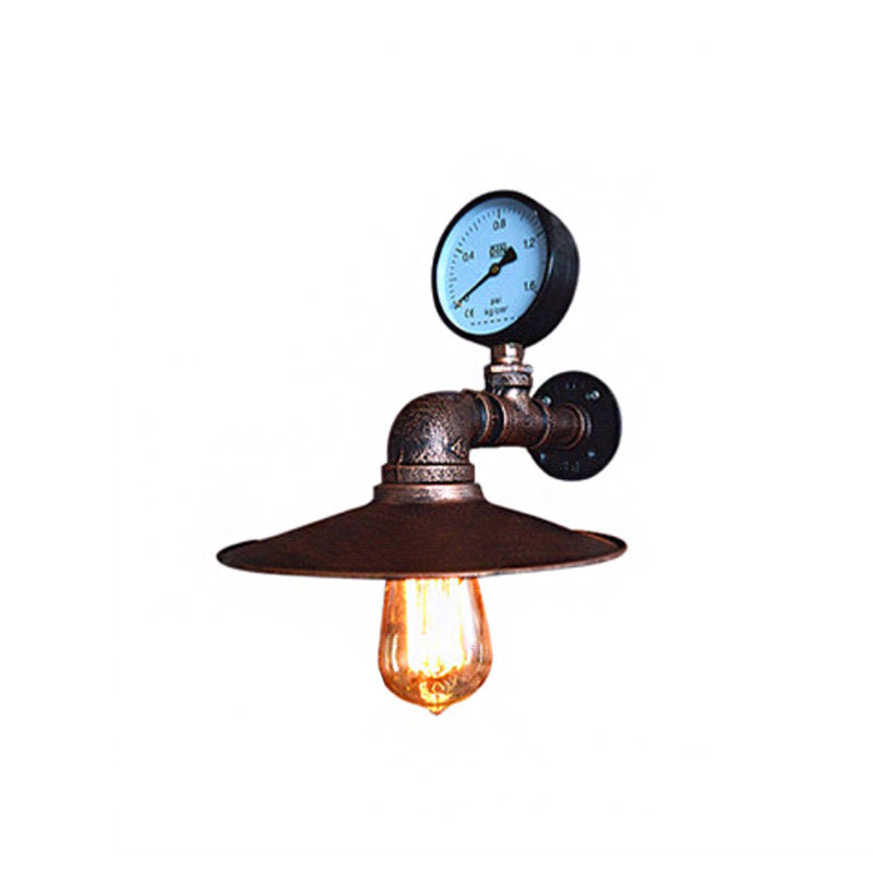 Frendorf | 1 Licht Brede Flare Wandlamp Fixture Industrieel Roest Metaal Wandgemonteerde Lamp met Watermeter Decoratie