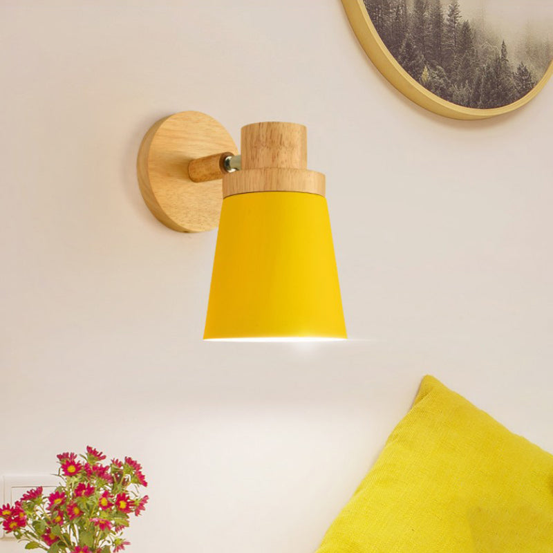 Frendorf | Barrel Wandlamp Sconces Minimalistisch Metaal 1-Kop Woonkamer Wandverlichtingsarmatuur met Houten Achterplaat