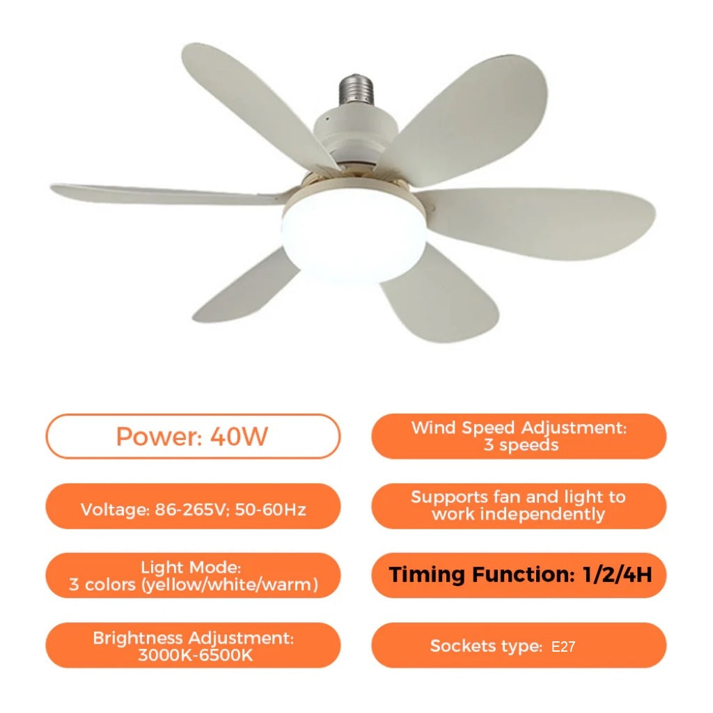 Frendorf | 2-in-1 LED Deckenventilator Licht mit Fernbedienung, E27/B22 Sockel