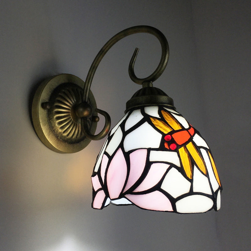 Frendorf | 1 Lamp Wandlamp Sconces Victoriaanse Kom Geel Glas Juffer Patroon Wandverlichting in Messing