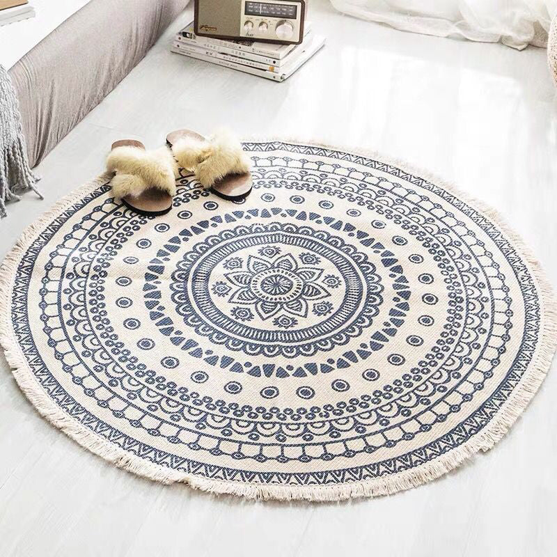 Frendorf | Boho Mandala Teppich Mehrfarbig Baumwollteppich Tierfreundlicher Teppich für Schlafzimmer