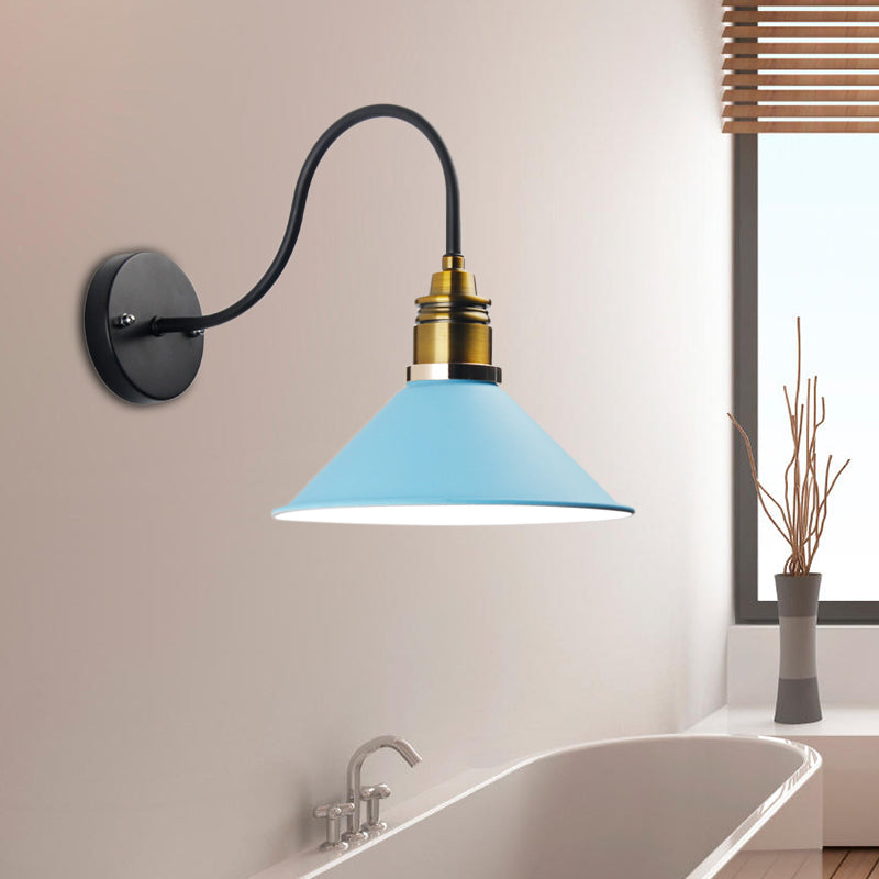 Frendorf | 1 Licht Pendelleuchte Industrielle Metallkegel Bronze/Schwarz/Weiß Hängelampe für Innenräume mit gebogenem Arm