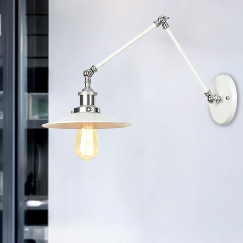 Frendorf | 1 Licht Wandlamp Verlichting Industrieel Conus/Schaal/Golvend Metaal Wandlamp Verlichting in Wit met Verstelbare Arm
