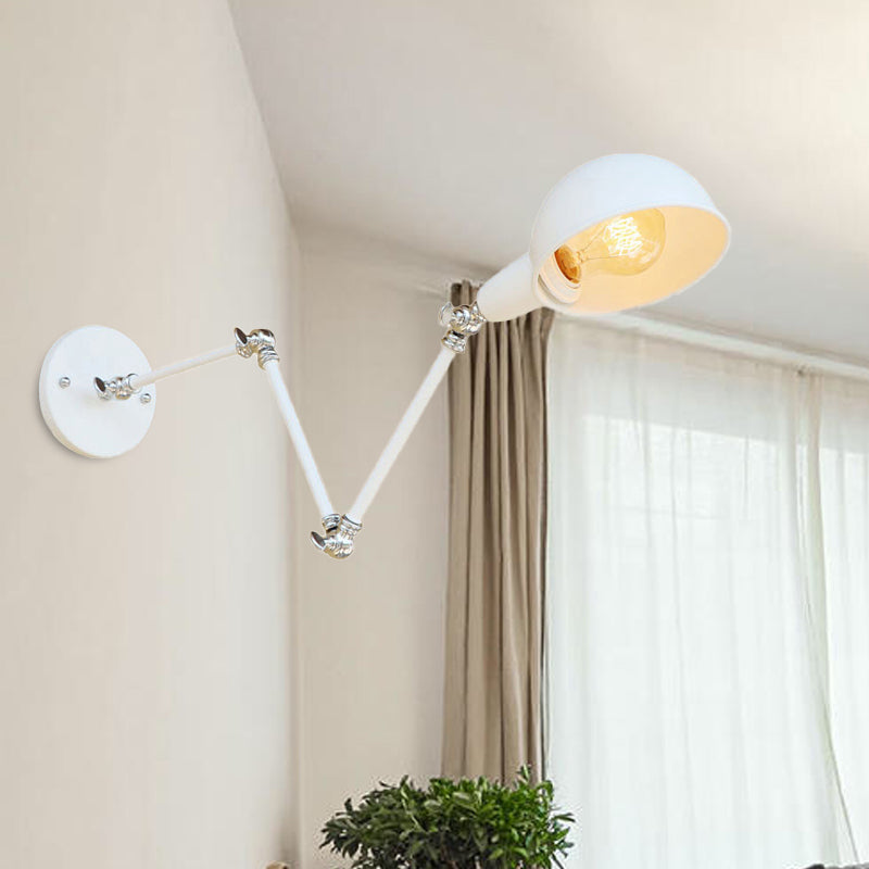 Frendorf | 1 Bulb Wandleuchte Retro-Stil Schwenkarm Metall Mini Wandlampe in Weiß für das Arbeitszimmer