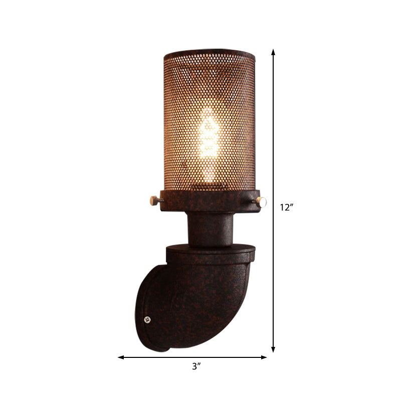 Frendorf | 1 Lichtmetalen Wandlamp Industrieel Rost Caged Cilinder Eetkamer Wandlamp Armatuur
