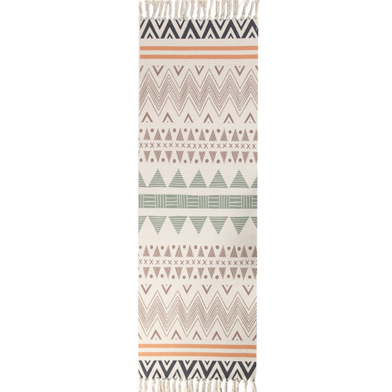 Frendorf | Boho Schlafzimmer Teppich Multi-Farbige Geo Gedruckter Teppich Baumwolle Einfache Pflege Fleckenbeständiger Teppich mit Quaste
