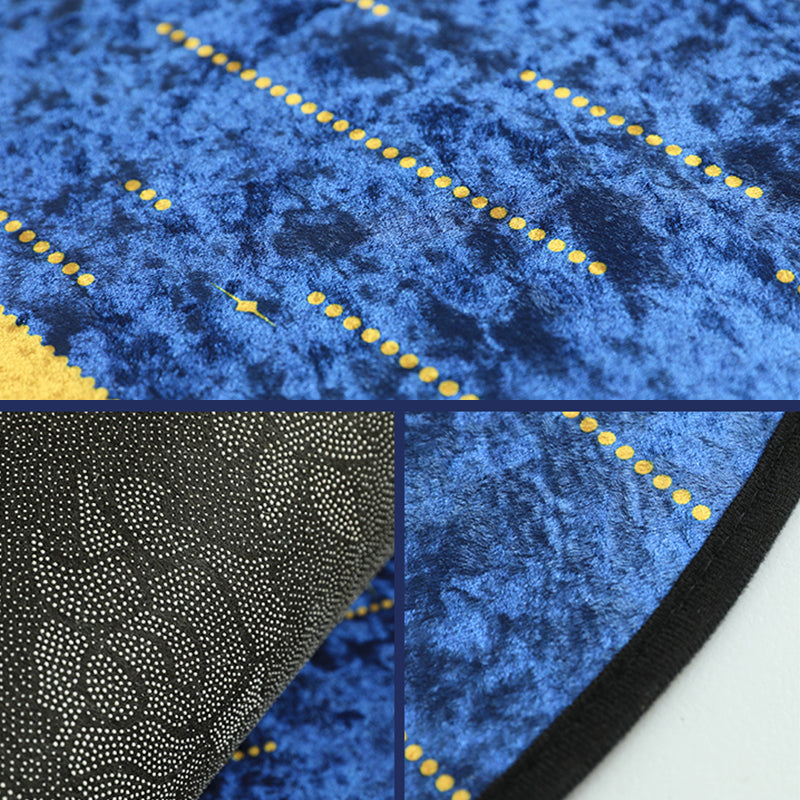 Frendorf | Blauer Westernteppich Polypropylen Farbe Block Innen Teppich Antirutsch Rücken Fleckenresistent Waschbarer Teppich für Wohnzimmer