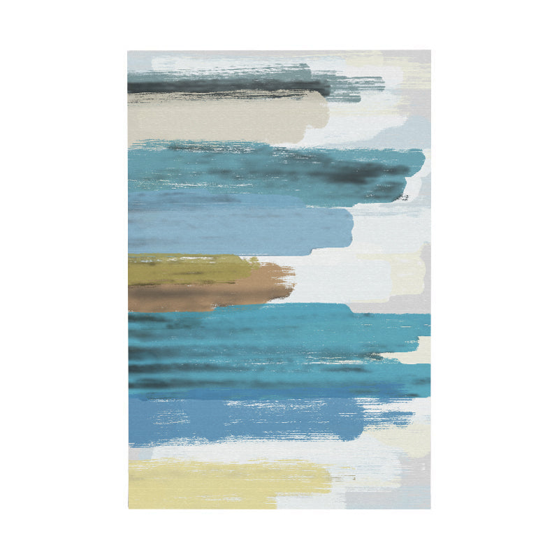 Frendorf | Blauem Abstraktem Gedruckten Teppich Polyester Nordisches Gebiet Teppich Haustierfreundlich Einfache Pflege Fleckenbeständig Innen Teppich für Dekoration