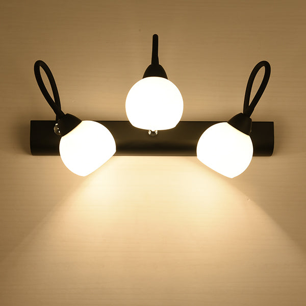 Frendorf | Ball Wandmontage Vanity Light Retro Zwart Opalglas Wandlamp voor Badkamer