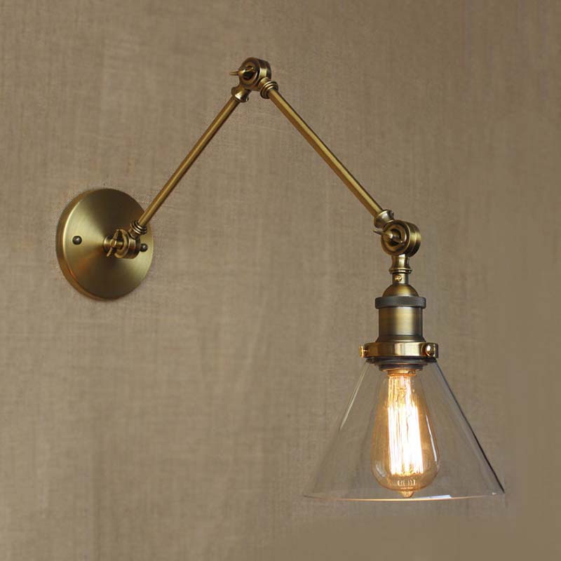 Frendorf | 1 Licht Getaperde Wandlamp Vintage Stijl Satijn Messing/Chroom/Antiek Messing Heldere Glazen Wandlamp voor Woonkamer