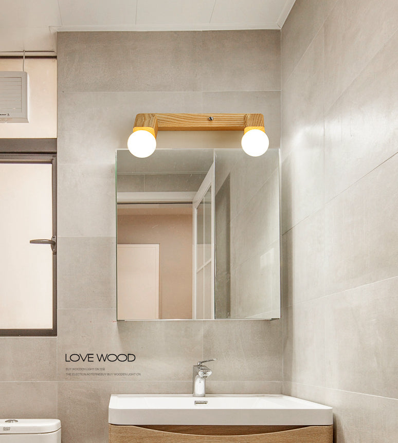 Frendorf | Moderne Holzkosmetikspiegel Licht Verstellbare Wandarm Badezimmer Kosmetik Wandleuchten