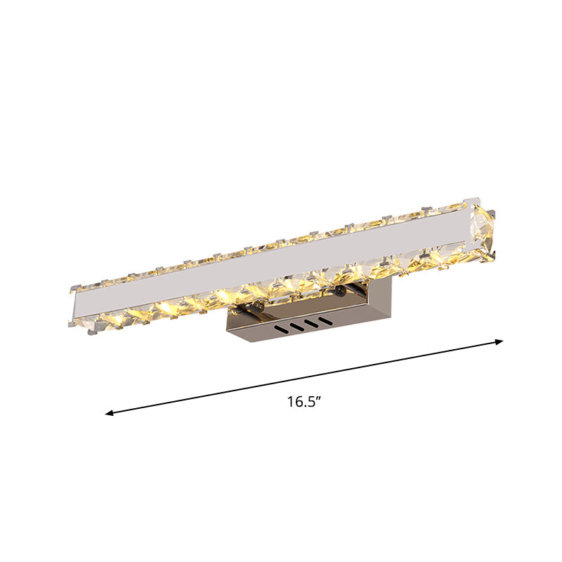 Frendorf | 11,5"/16,5" Breite Rechteckige Vanity Mirror Licht Moderner Stil Klar Kristall LED Weiße Wandlaterne Sconce für Badezimmer