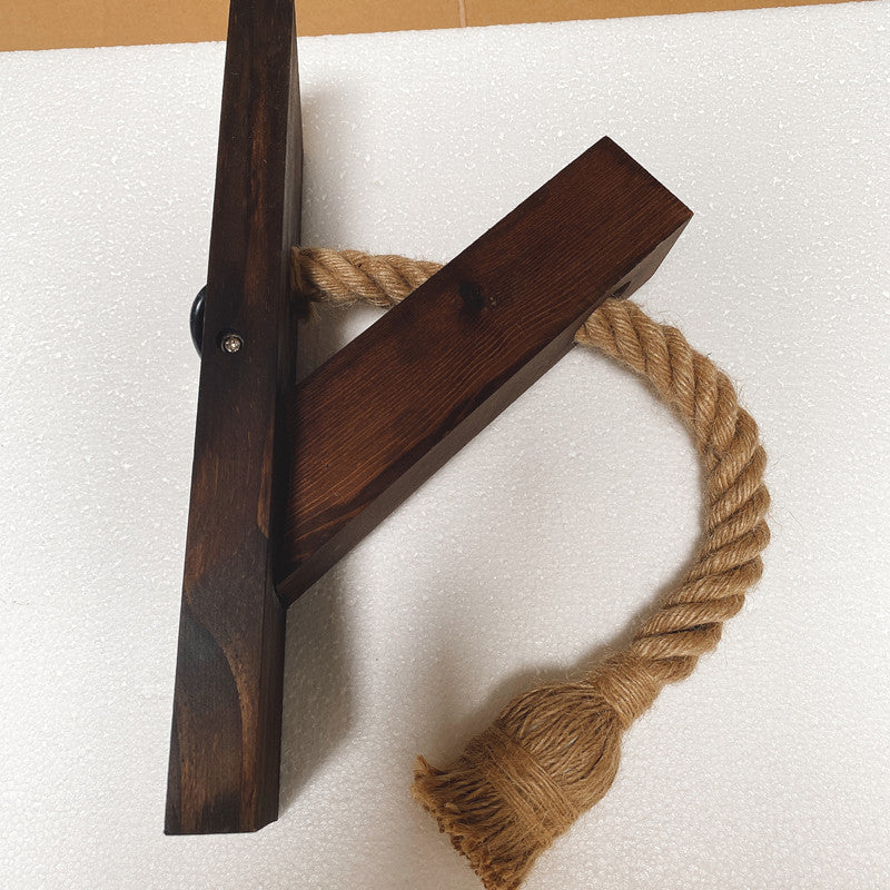 Frendorf | Bare Bulb Seil Wandleuchte Einzellampe Holz Wandlampe für Bar Restaurant