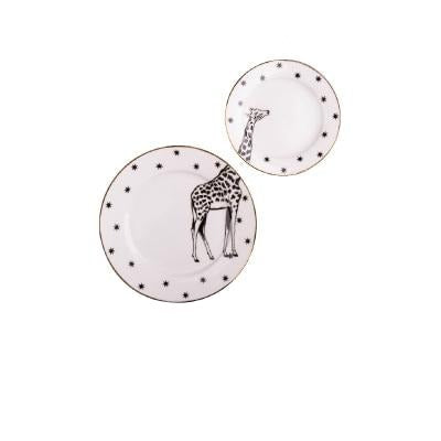 Frendorf | 2er Set 8 Zoll Tier Kombination Teller Keramikteller Musterteller