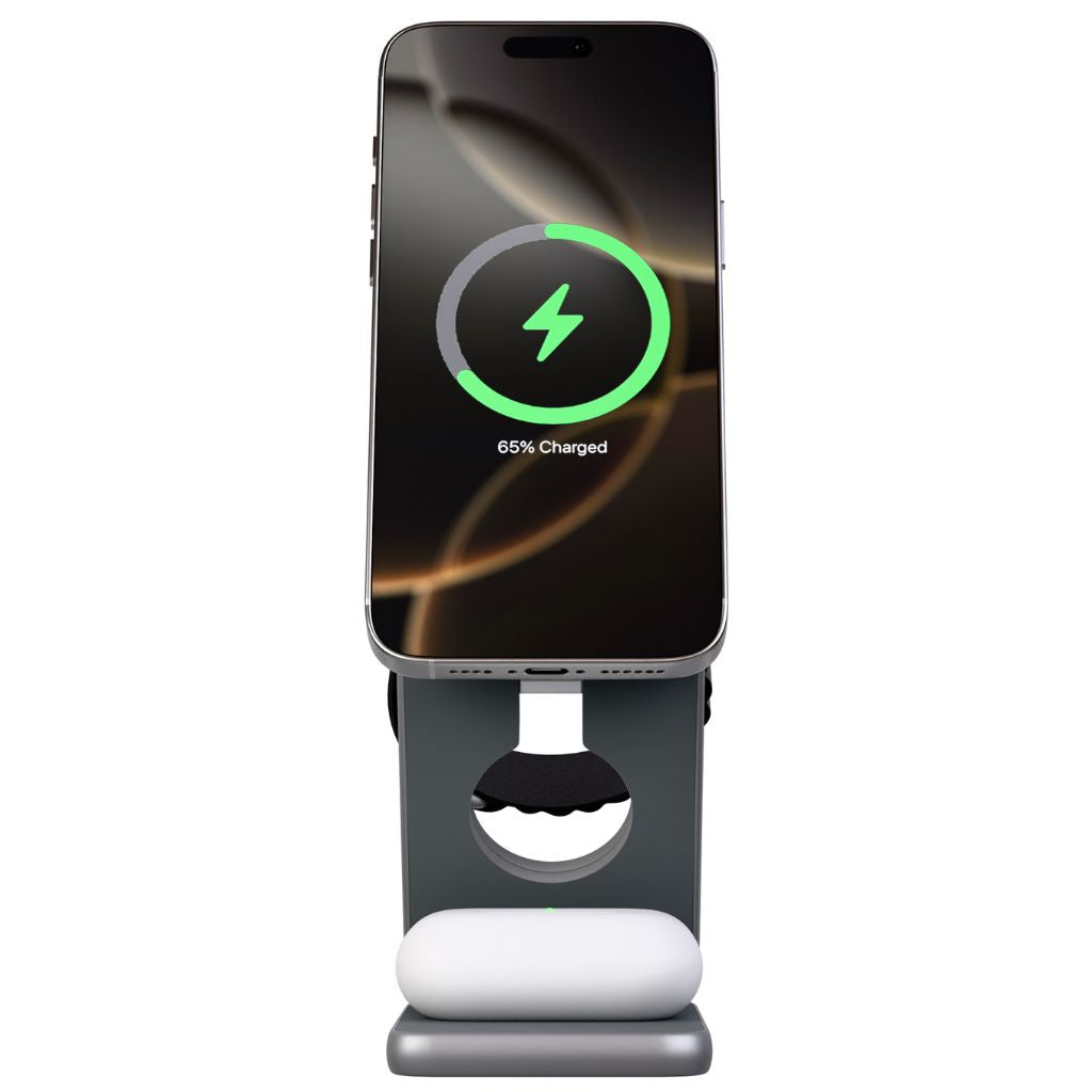 Frendorf | 3-in-1 Faltbare Drahtlose Ladestation – Reisefreundliches Ladegerät für Apple Geräte