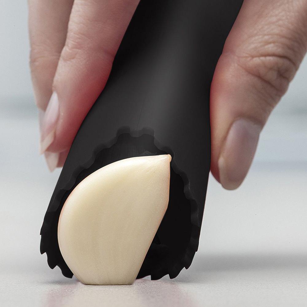 Frendorf | 3-teiliges Set: Edelstahldrucker für Knoblauch und Schäler mit Reinigungsbürste